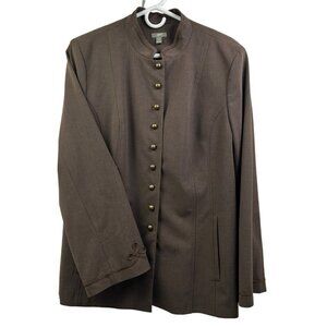 J.Jill Womens Brown Blazer Coat  Jacket Size 18 Polyester Viscose Spandex Blend